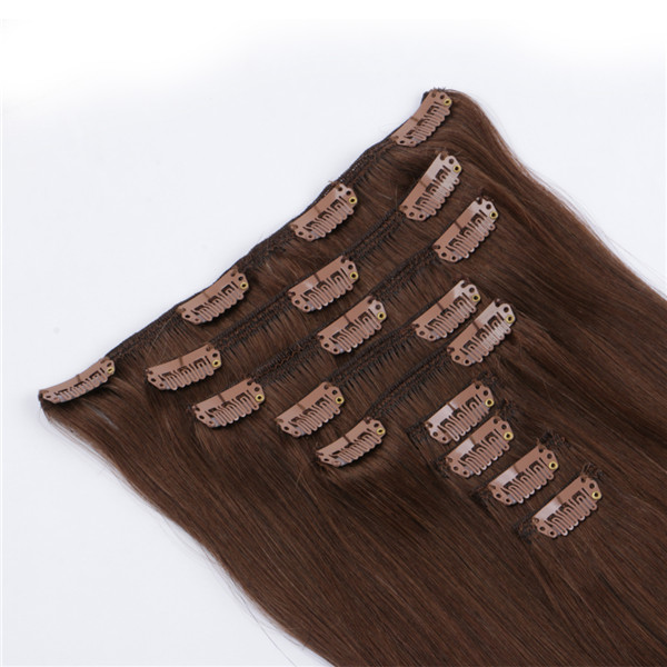 Clip in Dark brown Straight long Brazilian Clip in Hair Extension 300g Remy Human CLIP IN HAIR HN221